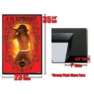   Framed Lil Wayne Poster Fire Red Hip Hop Weezy Fr 1279