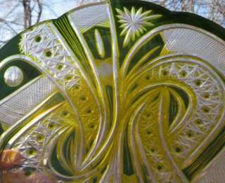 Outstanding Bohemian? Cased Glass cut to Clear Large 13 Bowl or Tray 