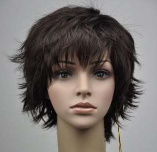 New Fashion Woman Lady Short Dark Brown Wave Cosplay Party Hair wig 