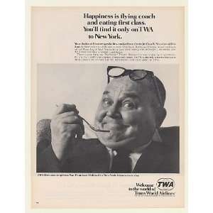 1967 TWA Airlines Happy Man Fly Coach Eat First Class 
