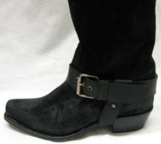 JUICY COUTURE Durango $680 BLACK SUEDE LEATHER Distressed Western 