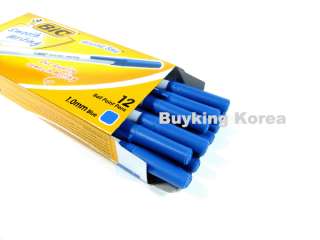 12 BIC ROUND STIC BALLPOINT PEN 1.0mm Blue Office Stick  