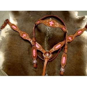BRIDLE BREAST COLLAR WESTERN LEATHER HEADSTALL WITH DARK TAN LEATHER 