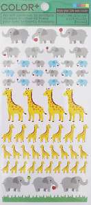 Lia Color+ Elephants & Giraffes Sticker Sheet (61171)~KAWAII 