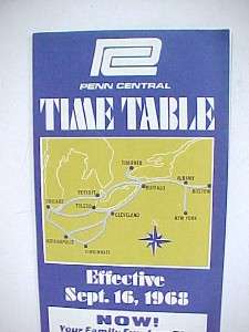 1968 PENN CENTRAL Time Table Railroad Schedule New York ~ Chicago 