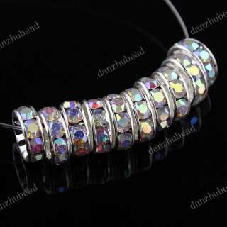   AB CRYSTAL SILVER SPACER LOOSE BEADS JEWELRY FINDINGS WHOLESALE 10MM