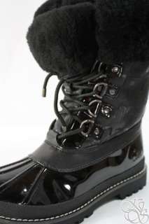 COACH Leonora Black Shearling Cuff Nylon Snow/Rain Boot A7478 New size 