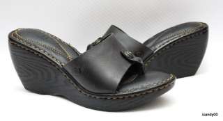 New Born TWEET Nubuck Leather Wedge Thong Platform Sandal Slide ~Black 