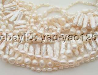 Fresh Water cultured pearl, white rice and baroque fancy pearl, white 