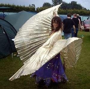 New White Lame Custome Belly Dance Professional Isis Wings  