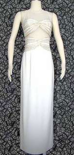   WHITE BEADED ILLUSION BANDEAU TOP PARTY~PROM~ PAGEANT Dress 6  