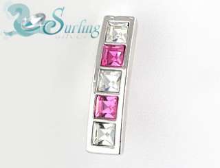 NEW WHITE PINK CHANNEL CZ REVERSE BELLY NAVEL RING 14G  