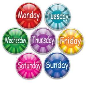    Decorative Push Pins or Magnets 7 Small Weekdays