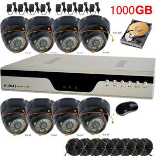 8CH H.264 DVR Indoor CCTV CAMERA Surveillance SYSTEM with Free 1000GB 