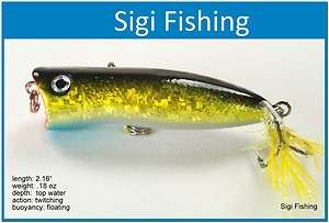   Holographic Black Gold Bass Trout Topwater Fishing Lure Popper  