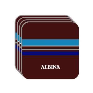 Personal Name Gift   ALBINA Set of 4 Mini Mousepad Coasters (blue 