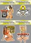 Set of 4 hard hat COAL MINERS stickers decal union