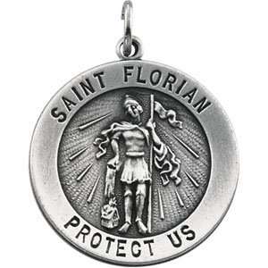  Sterling Silver St. Florian Medal 25.25mm Jewelry