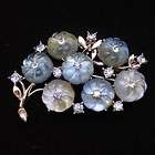 Lisner Brooch Pin Vintage Shades of Blue Lucite Flowers