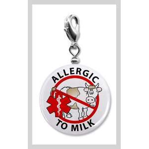  ALLERGIC TO MILK No Cow Medical Alert 1 inch Pendant Charm 