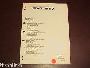 STIHL Hedge Trimmer Spare Parts List Manual HS 60 HS60  