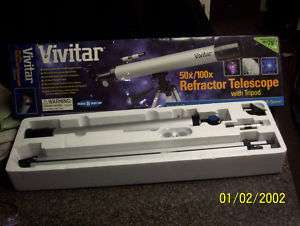 VIVITAR 50X/100X REFRACTOR TELESCOPE IN ORG BOX  