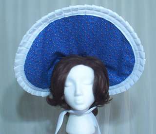 fabulous new bonnet. It is a lovely blue flowered cotton fabric poke 