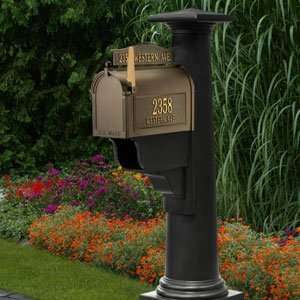  Mayne Statesville Mailbox Post in Black Patio, Lawn 