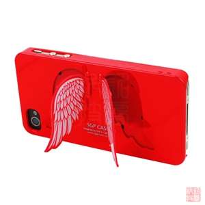 Red Angel Wing Holder Hard Case Cover For Apple iPhone 4S 4G AT&T 