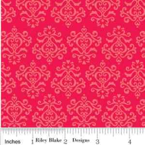 Christmas Candy Holiday Fabric Damask Pink Cherry Red  