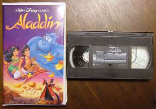Add Disneys wonderful animated classic, Aladdin, to your VHS video 