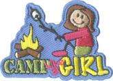 CAMP LIKE A GIRL stick Fun Patches Crests SCOUTS/GUIDES  