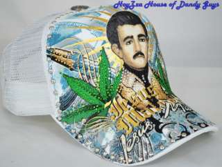 New Jesus Malverde Trucker Hat With Rhinestones Cap ADJ  