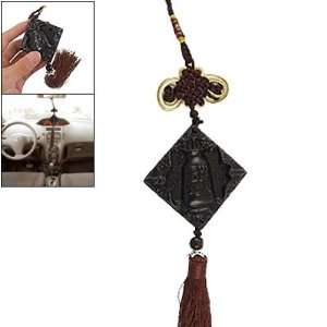  Amico Blk Square Safeness Amulet Chinese Knot Brown Tassel 