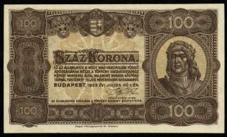 a306 HUNGARY 100 Korona 1923 P#44 Magyar Penzjegynyomda Rt Ungarn UNC 