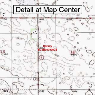   Topographic Quadrangle Map   Harvey, North Dakota (Folded/Waterproof