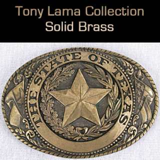  STAR State Western BELT BUCKLE~TONY LAMA Collecton USA~Solid Brass