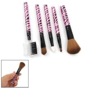  Rosallini Pink Black Plastic Grip 5 Pcs Make Up Brush 