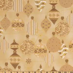 44 Wide All Is Bright Ornaments Metallic Natural/Gold Fabric By The 