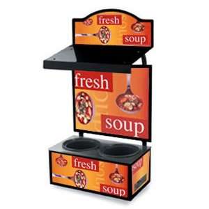 Vollrath 7203201 Soup Merchandisers Twin Well with Menu Board Canopy 