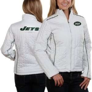  NEW YORK JETS WOMENS SNOW WHITE NFL JACKET (SIZE MEDIUM 