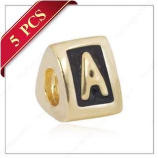   European Bracelet Alphabet Letter Charms, Fit Murano Glass Beads