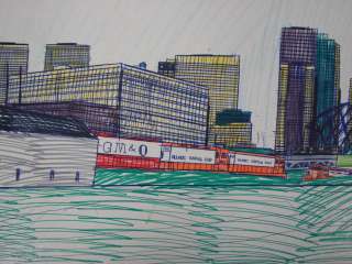 Wesley Willis Drawing Chicago Skyline 1985  Tower + Train 