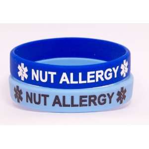  Nut Allergy Bracelet, 2 pack, Royal and Light Blue, SMALL 
