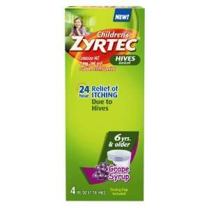  Zyrtec Childrens Hive Relief, Grape Syrup, 4 Ounce Bottle 