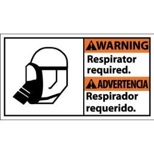 Warning, Respirator Required (Bilingual W/Graphic), 10X18, Rigid 