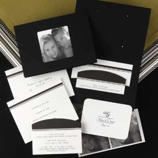 BLACK & WHITE PHOTO POCKET Wedding Invitation Set SALE  