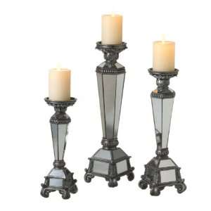   European Style Glass Mirror Pillar Candle Holders