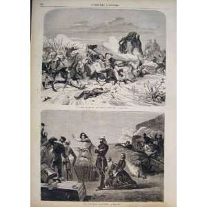  Elephant War Scots Indian Scottish Old Print 1858