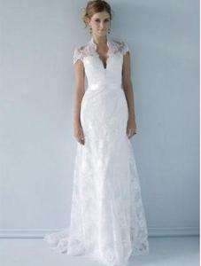   gown bridal bridesmaid wedding evening dress Short Sleeve lace  